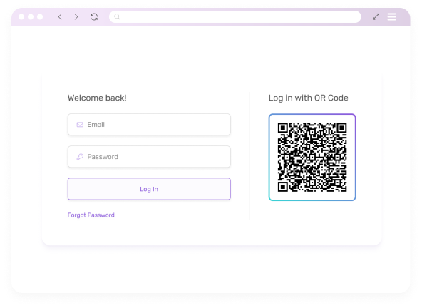 Scan a QR code with your camera app on this desktop webpage to log in.